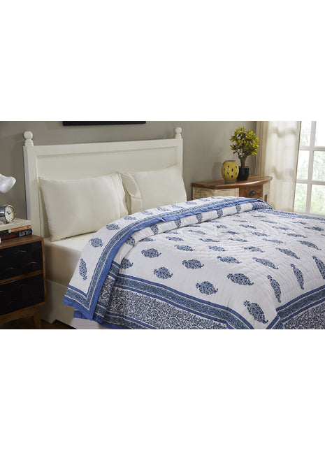 Pineapple Paisley Hand Block Print Cotton Quilt