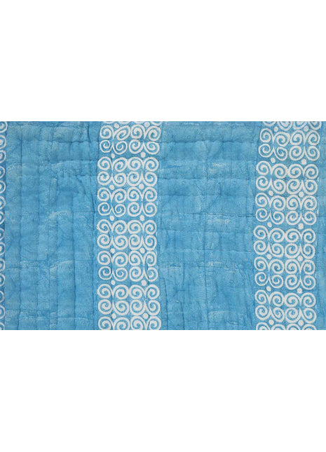 Spiral Blue Hand Block Print Cotton Quilt