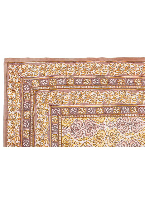 Elegance Beige and Yellow Hand Block Print Cotton Quilt