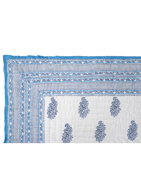 Ragini Buta Blue Hand Block Print Cotton Quilt