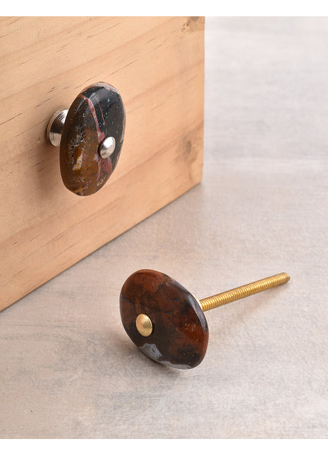 Agate Natural Gemstone Cabinet Furniture Knobs - Red and Brown Shade