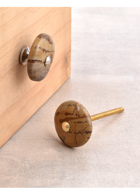 Agate Natural Gemstone Cabinet Furniture Knobs - Light Brown Shade