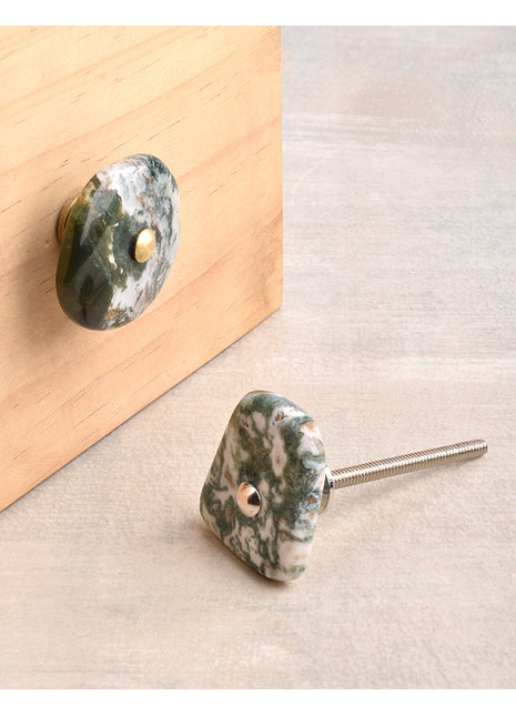Agate Natural Gemstone Cabinet Furniture Knobs - Green and White