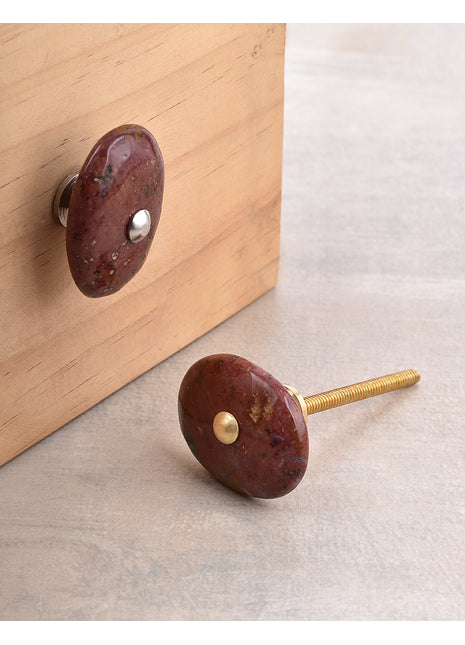 Agate Natural Gemstone Cabinet Furniture Knobs - Reddish Brown