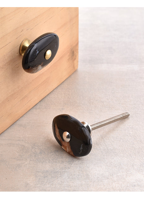 Agate Natural Gemstone Cabinet Furniture Knobs - Black and Brown
