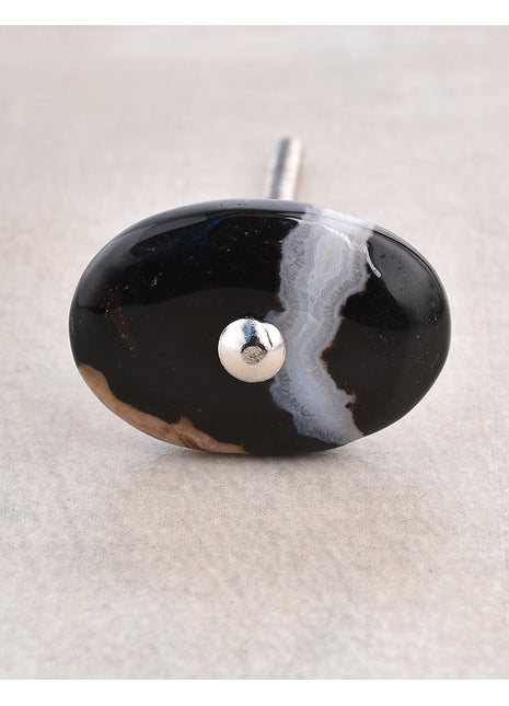 Agate Natural Gemstone Cabinet Furniture Knobs - Black and Brown