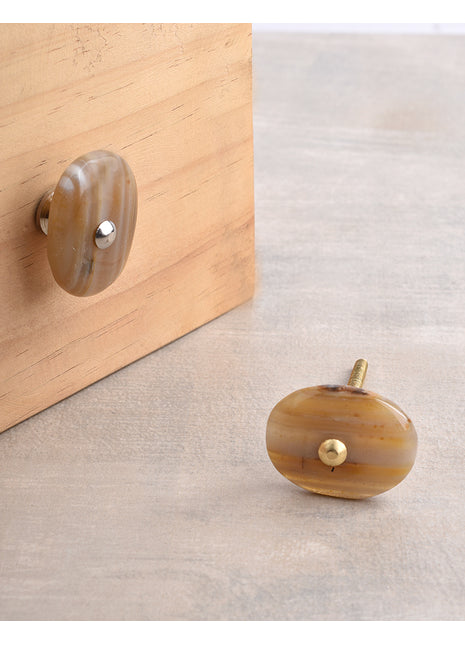 Agate Natural Gemstone Cabinet Furniture Knobs - Yellow Brown Shade