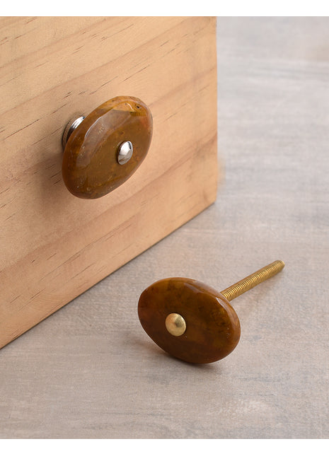Agate Natural Gemstone Cabinet Furniture Knobs - Brown Shade
