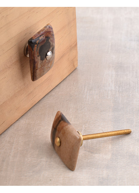 Brown Shade Agate Natural Gemstone Cabinet Furniture Knobs - Brown Shade