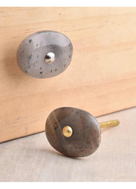 Agate Natural Gemstone Cabinet Furniture Knobs - Grey