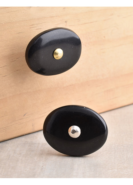 Agate Natural Gemstone Cabinet Furniture Knobs - Black