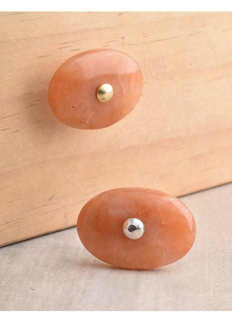 Agate Natural Gemstone Cabinet Furniture Knobs - Orange