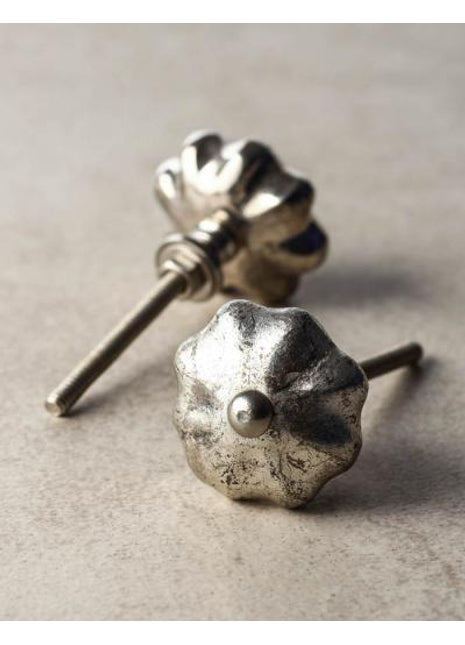 Silver Flower Metal Knob