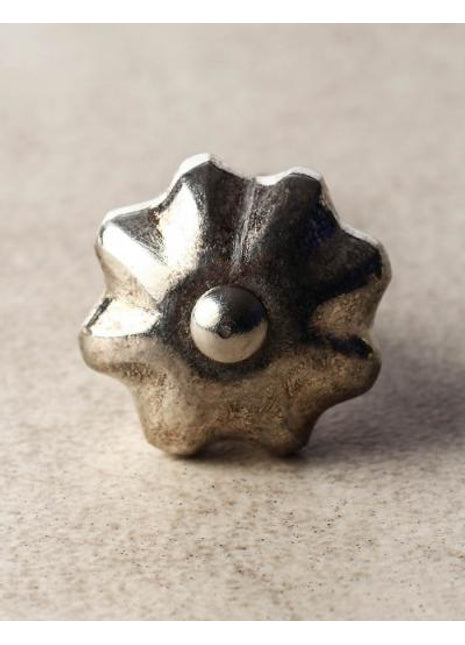 Silver Flower Metal Knob
