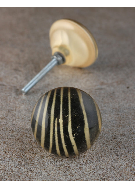 Black Striped Wardrobe Resin Cabinet Knob