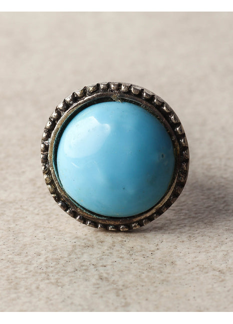 Turquoise Center Metal knob