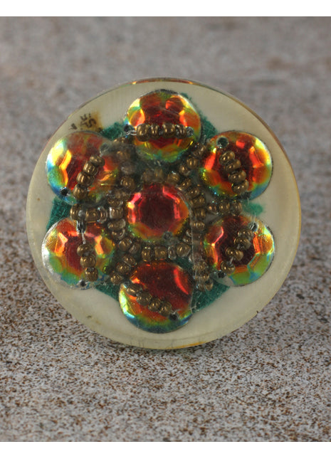 Handmade White Base Resin Kitchen Cabinet Knob With Flower Design