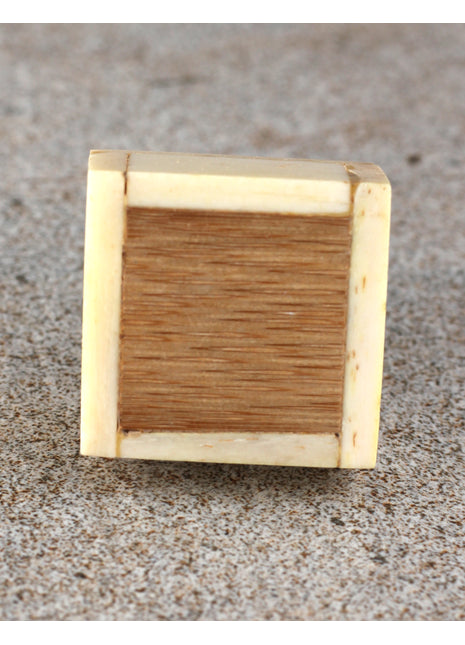 Antique White And Wooden Square Shaped Bone Drawer Cabinet Knob
