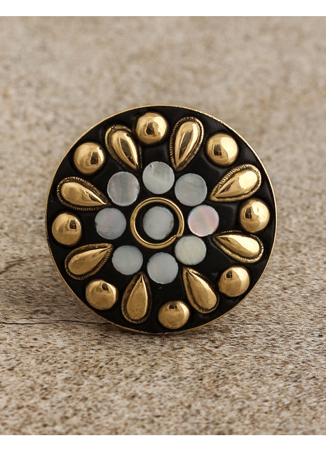 Golden and White Design Resin Cabinet Knob