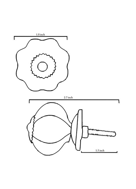 White Floral Dresser Cabinet Knob With Black Print