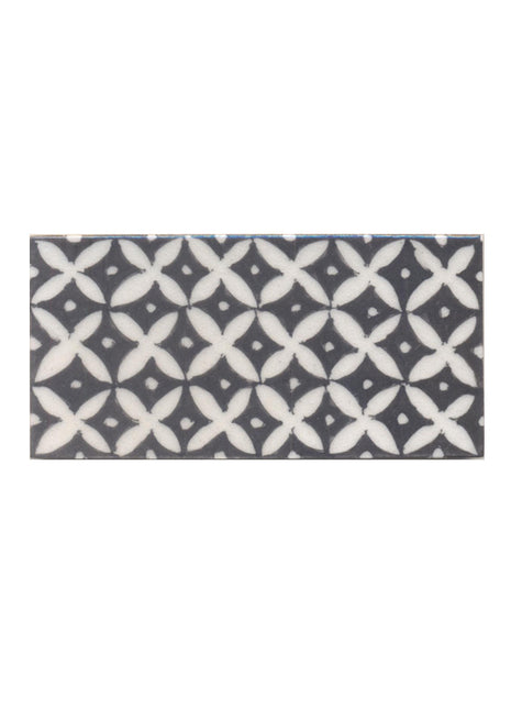 White Flower with Black base Tile