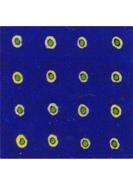 big yellow green dots on blue tile 4x4