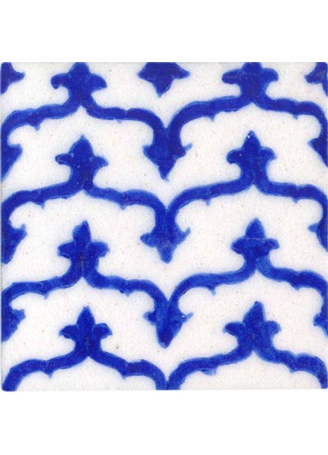 Blue pattern on white tile 4x4