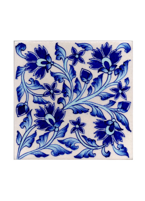 Blue and Turquoise Flowers and Turquoise leaf with White Base Losas