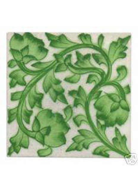 white tile with green flowers (4x4-bpt05)