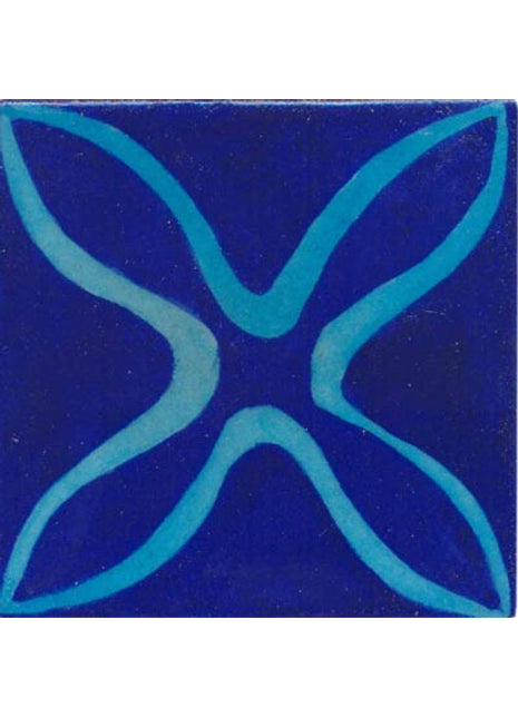 turquoise simple design on blue tile 4x4