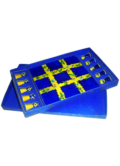 Blue Pottery Tic-Tac-Toe Game - Blue