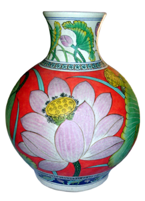 Masterpiece Collection - Orange - Red, Green, Pink, Yellow, Blue and Turquoise Vase (Design 1)