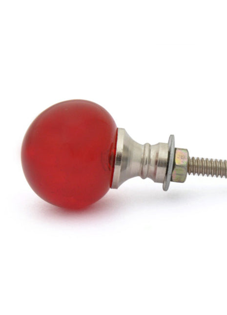 Red Glass Round Shaped Drawer Cabinet Knob