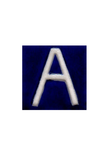 White A Alphabet Blue Tile (2x2)