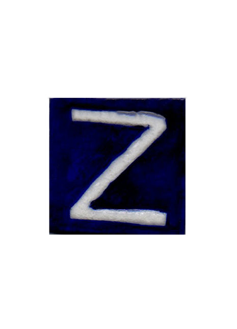White Z alphabet blue tile (2x2)