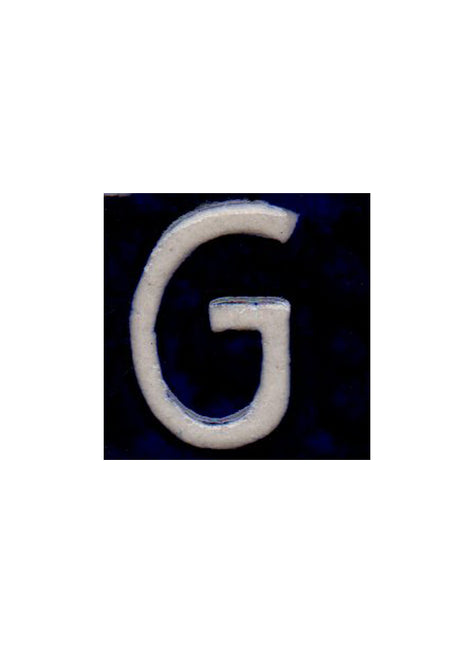 White G alphabet blue tile (2x2)