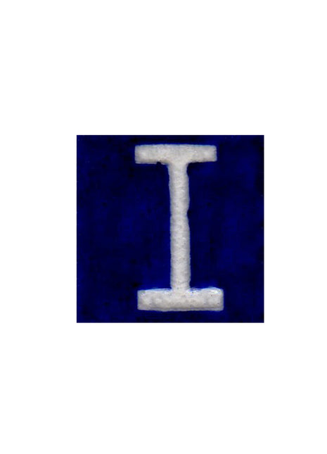 White I alphabet blue tile (2x2)