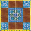 Turquoise Brown Handpainted Ceramic Tile Mural  (12x12)