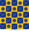 Handpainted Yellow Blue Checkered Ceramic Tile Mural 17 (20x20)