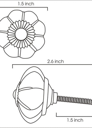 White Floral Dresser Cabinet Knob With Multicolor Print