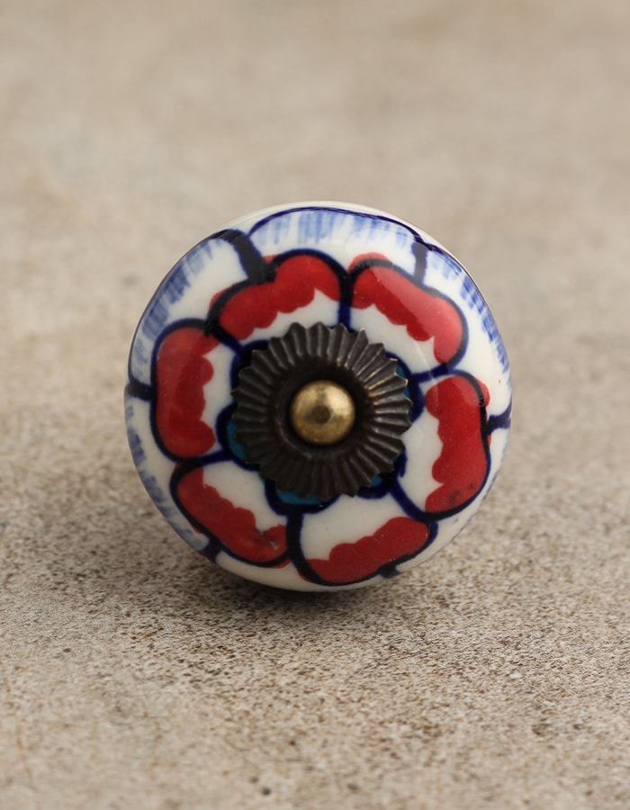 White Base Cabinet Knob With Red And, Red And White Dresser Pulls