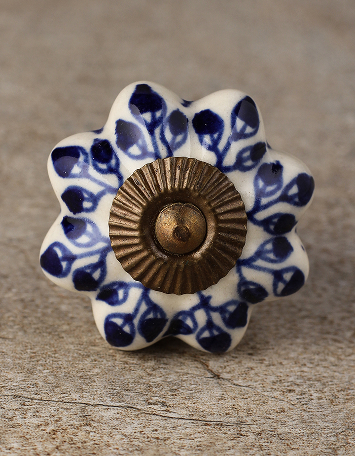 Blue Handles Pink Knobs Yellow, Vintage Floral Ceramic Cabinet Drawer Pulls