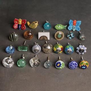 Sahid Ceramic Set of 6 Knobs Kitchen Cabinet Cupboard Door Knobs Dressser Wardrobe and Drawer Pull by Trinca-Ferro