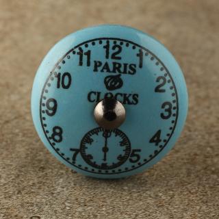 BPCK-175 Black Clock with Turquoise Ceramic Antique Silver knob