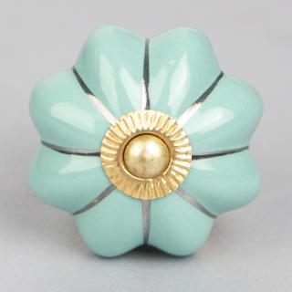 Turquoise Ceramic Flower Shaped Drawer Knob