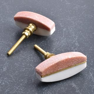Pink And White Agate Stone Cabinet Knobs-1