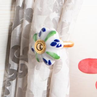 Curtain Tie Backs Hook Decorative Wall Hook- Green , Blue  (Set of Two)