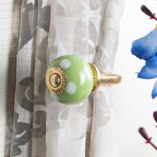 Curtain Tie Backs Hook Decorative Wall Hook-White Dots (Set of Two)
