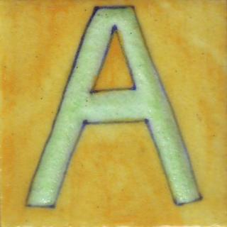 BPAT-008-Lime Green A Alphabet Yellow Tile (2x2)