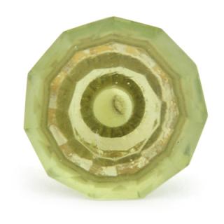 BPGK-87-Green Glass Diamond-Cut Mushroom Knob (Medium)